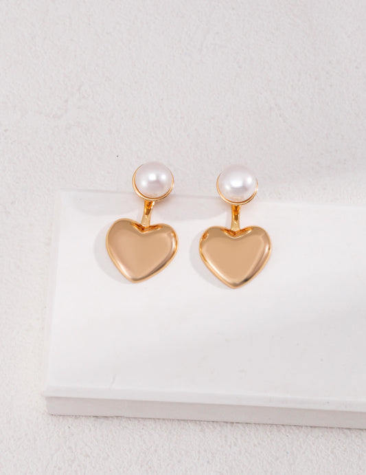S925 Heart Pearl Earrings