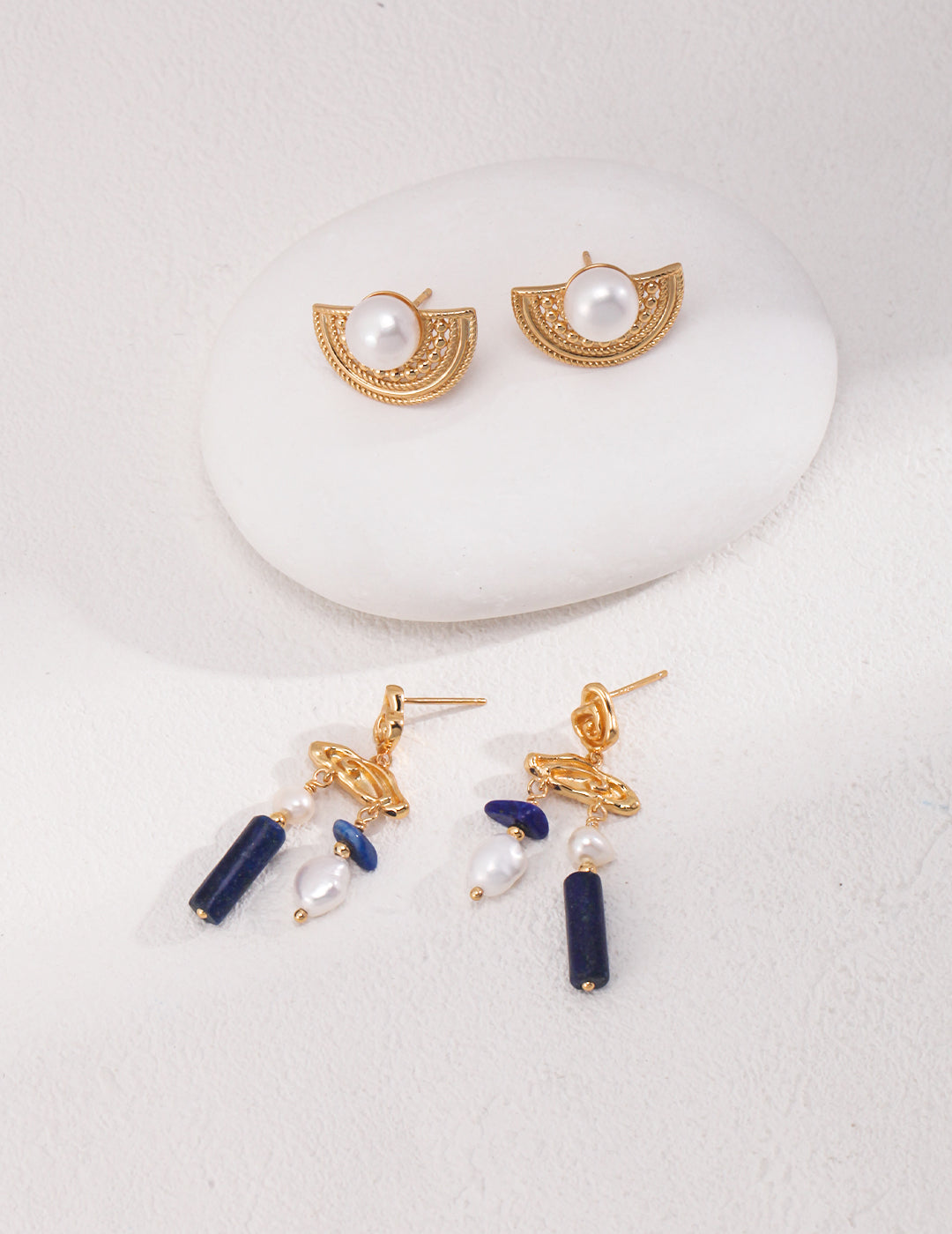 S925 Lapis Lazuli Pearl Earrings