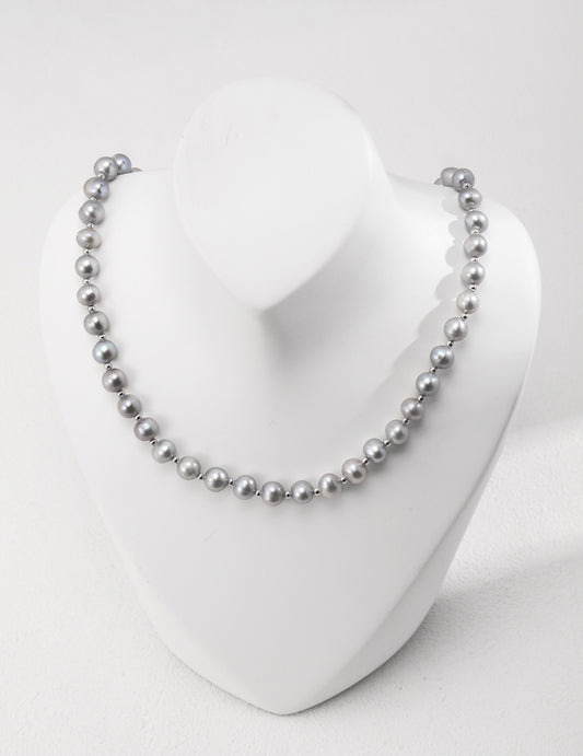 S925 Grey Pearl Necklace