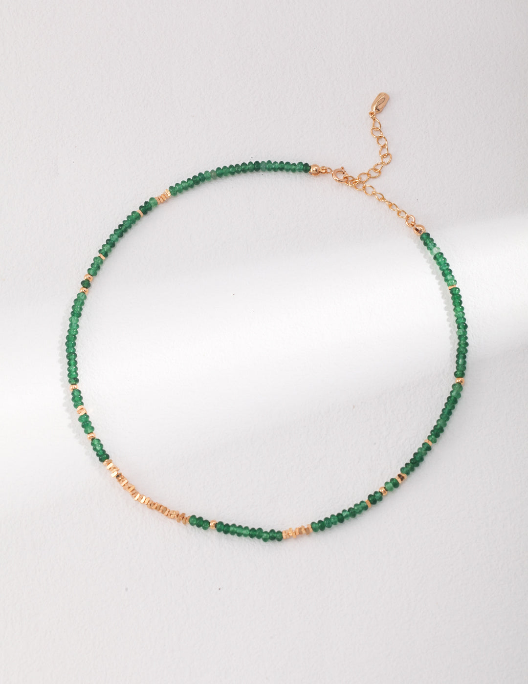 S925 Shredded Silver and Green Gemstone Necklace