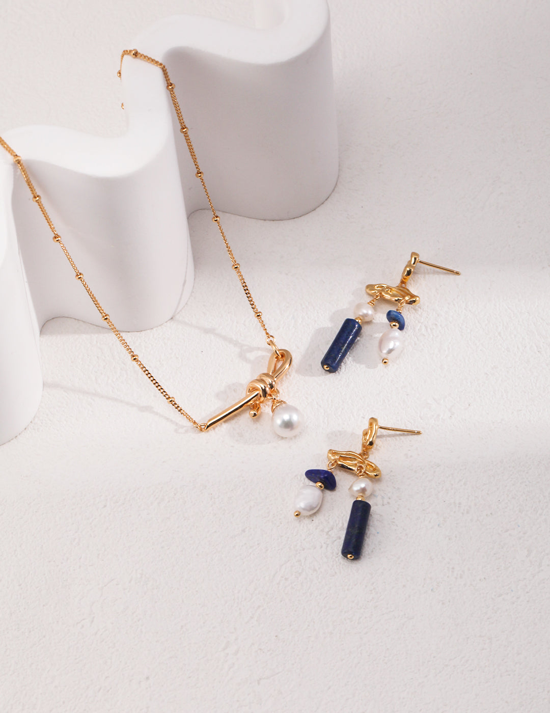 S925 Lapis Lazuli Pearl Earrings