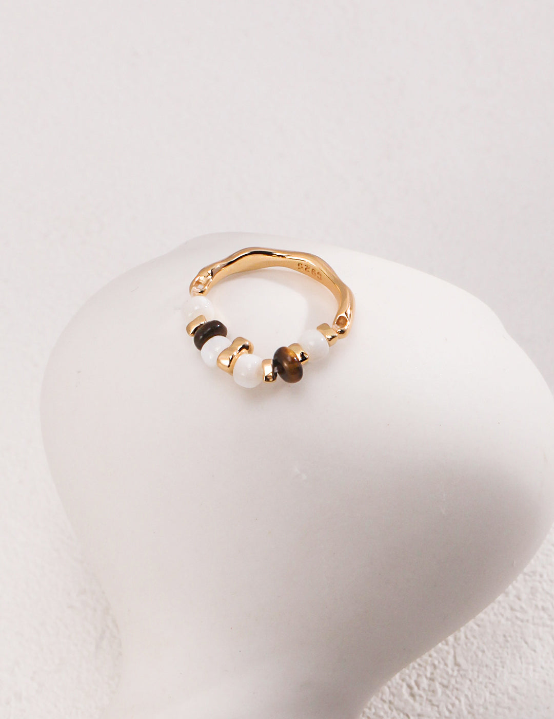 S925 Tiger's Eye Stone and Pearl Ring - Lucianna Fine Jewelry