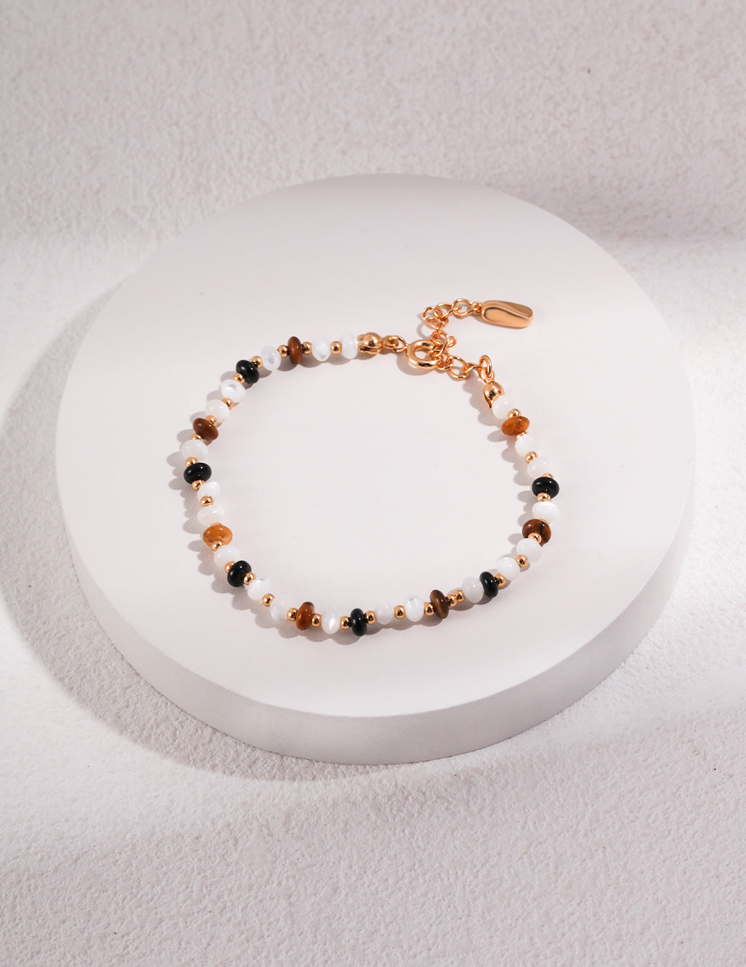 S925 Tiger's Eye Stone & Black Agate Bracelet